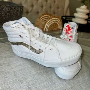 Brand New Hand-Bedazzled White Vans